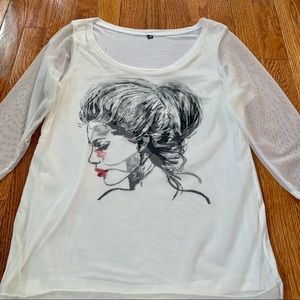 Casual Cream 3D hologram blouse